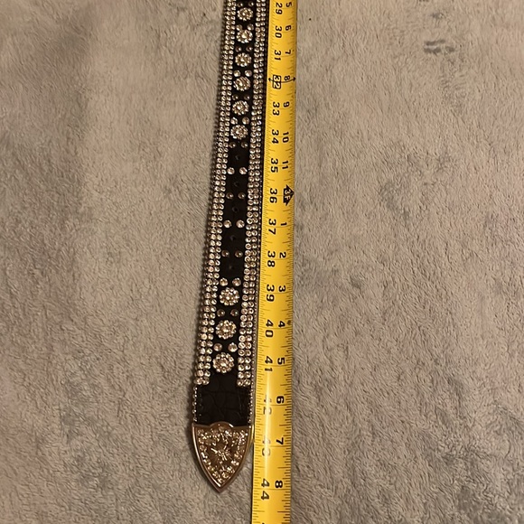 Black Crystal Embellished Belt - Sz L - Picture 5 of 6